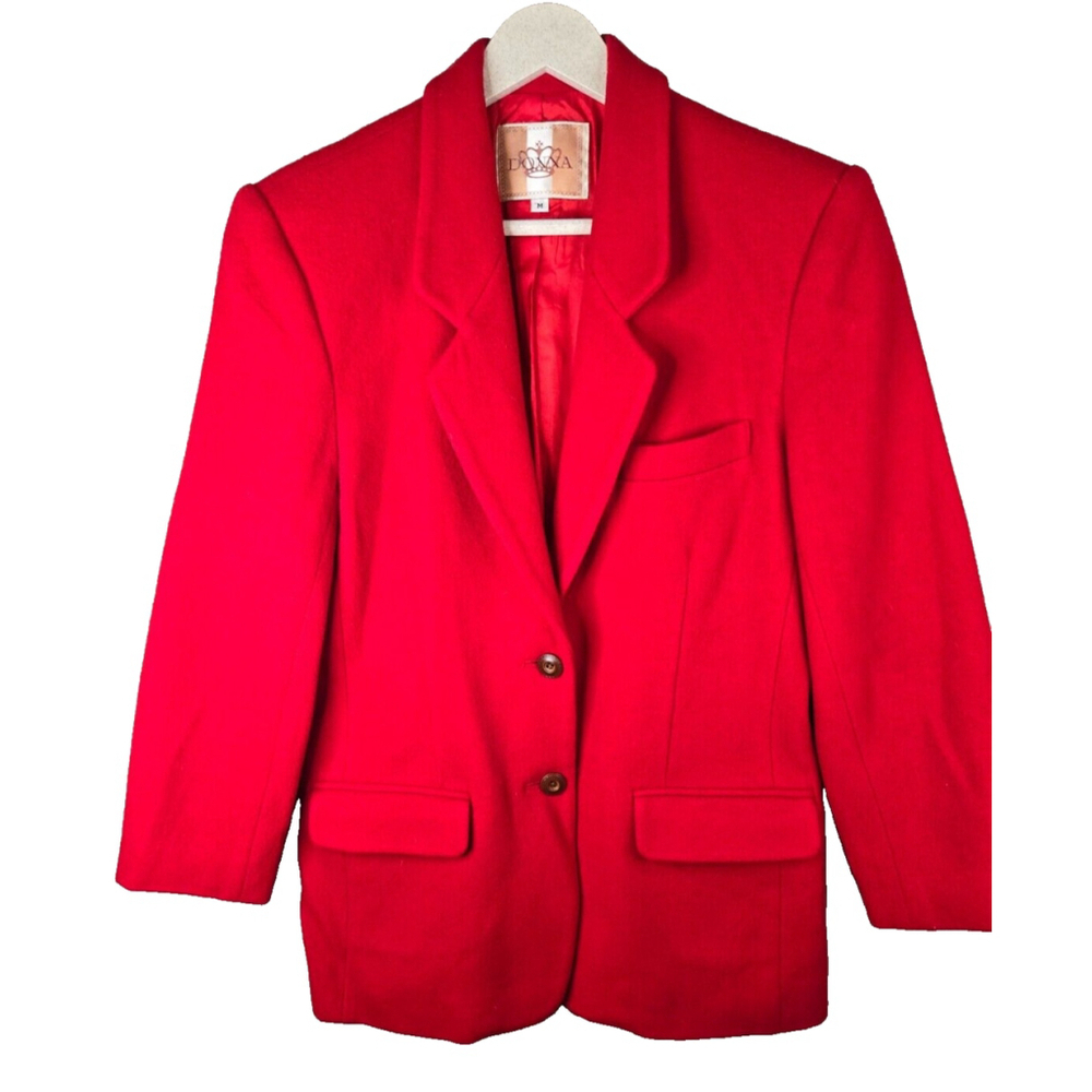 Donna Women's Vintage Red Lambswool Cashmere Blend Blazer Size Medium